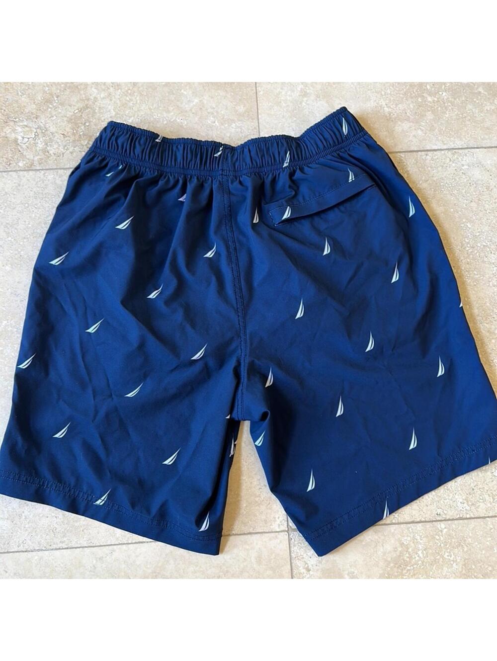 Men's Nautica Navy Blue Swim Trunks with Inner Liner